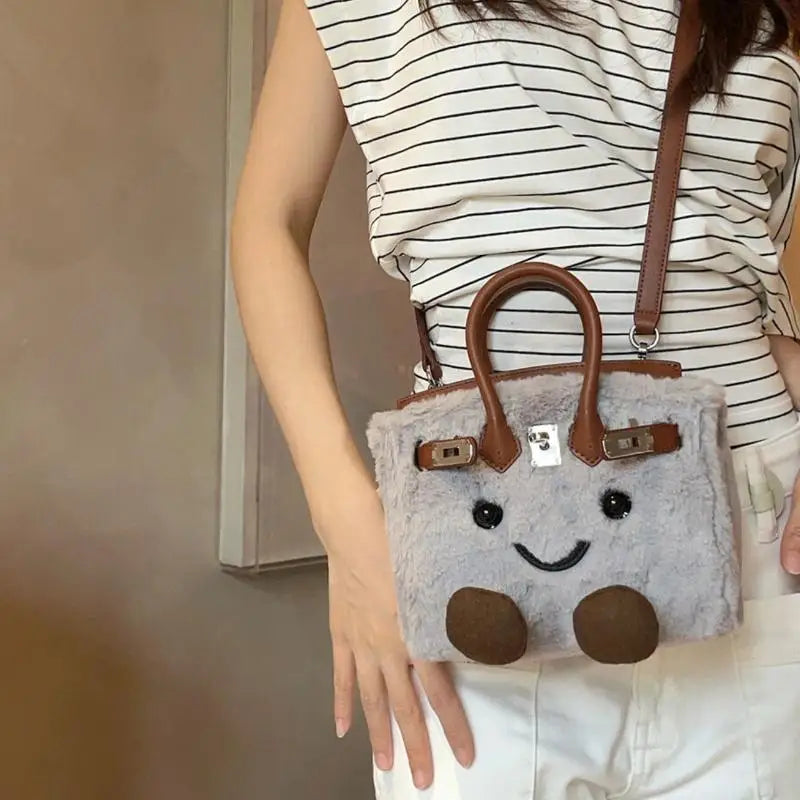 Cute Plush Doll Tote Bag – Large Capacity Kawaii Shoulder Bag