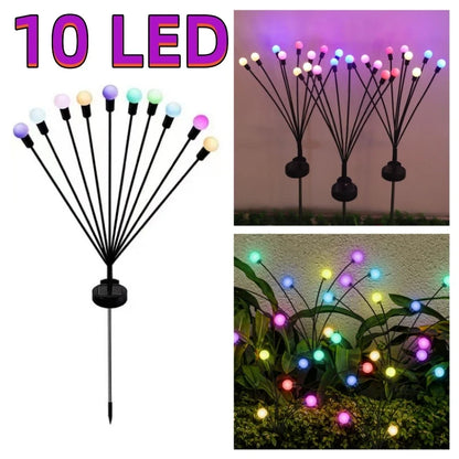 6/8/10 LED Solar Powered Garden Lights Firefly Lights Outdoor Waterproof Vibrant Swaying Lights for Patio Pathway Decoration