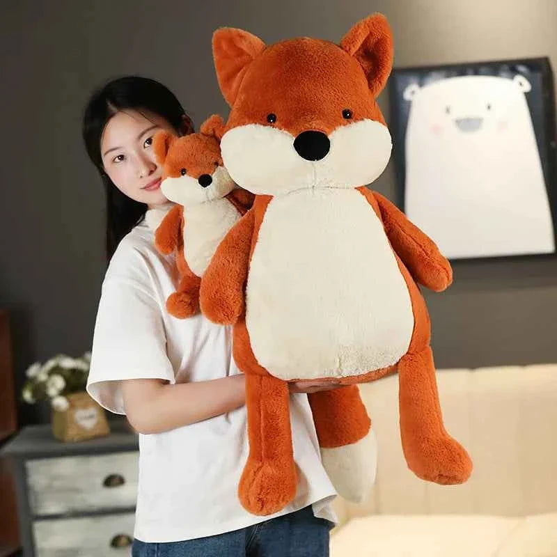 Kawaii Fluffy Fox Plush Toy – Soft Stuffed Cartoon Fox Sofa Pillow & Valentine’s Gift (35–90cm)