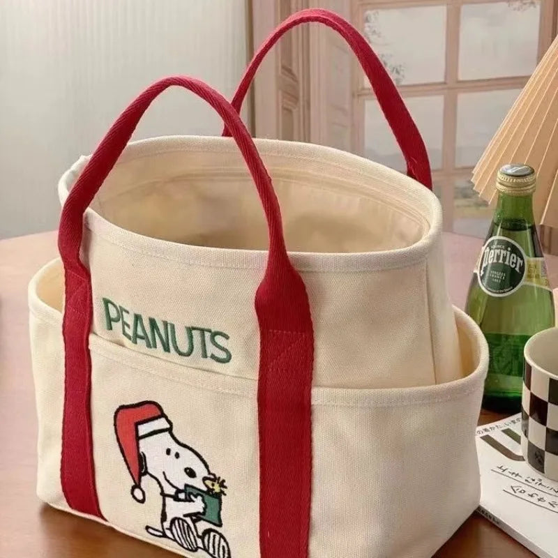 Snoopy Canvas Shoulder Bag – Large Capacity Multi-Pocket Handbag