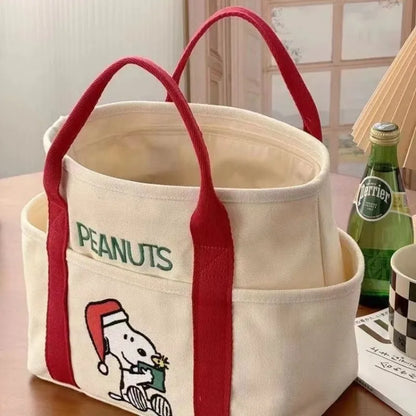 Snoopy Canvas Shoulder Bag – Large Capacity Multi-Pocket Handbag
