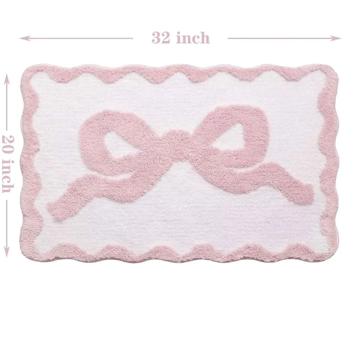 Pink Bow Bath Mat Bathroom Cute Preppy Rugs Scalloped