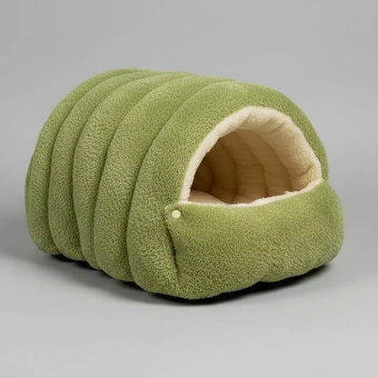 Kawaii Thermal Plush Pet Cave Bed – Cozy Enclosed Sleeping Bag House for Cats & Small Dogs (10 Colors)
