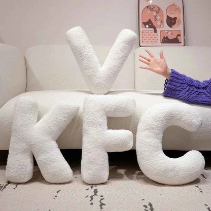 Kawaii English Letter Plush Pillow – Soft Stuffed Alphabet Sofa Cushion & Kids Learning Toy (A–Z + Heart)