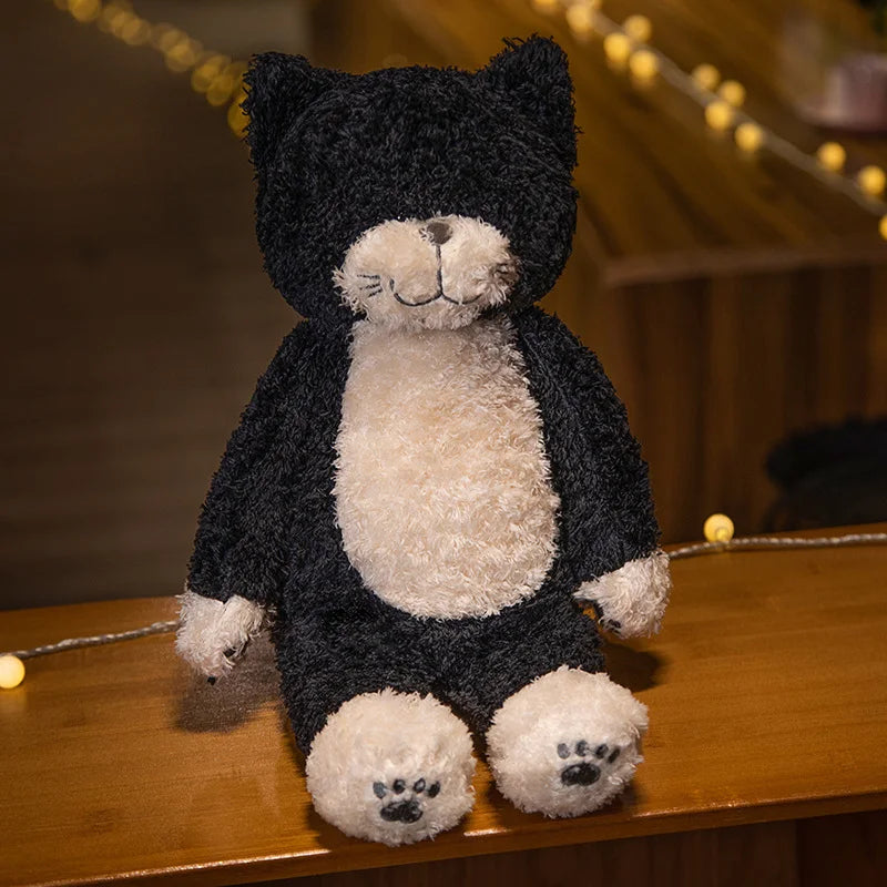 Japanese Sleeping Black Cat Plush Toy – Kawaii Kitten Hug Pillow