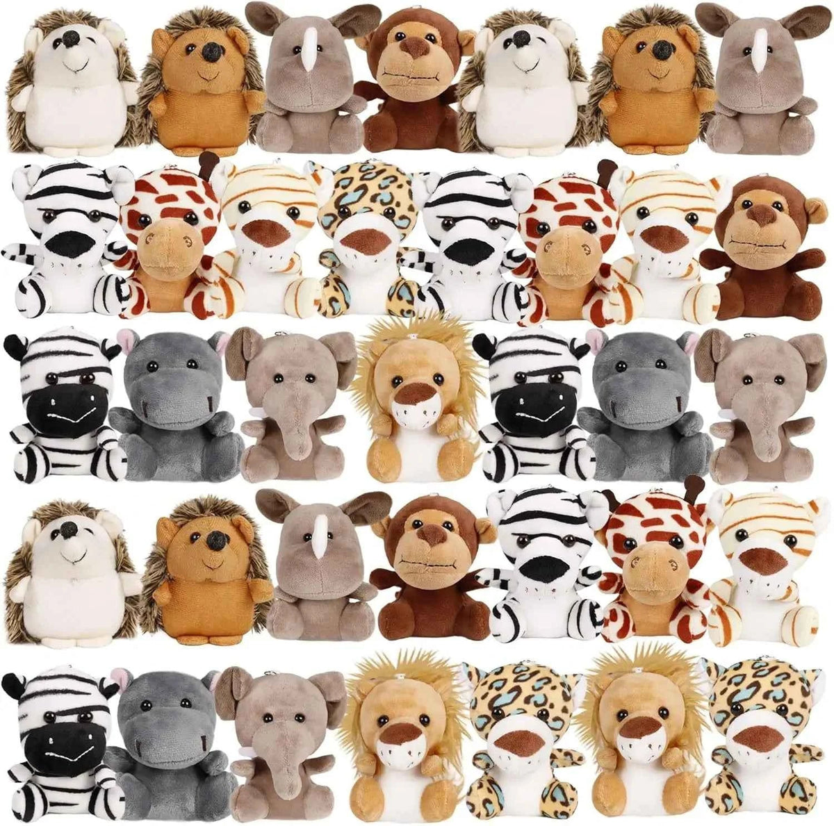 Mini Safari Plush Toy Set – Small Jungle Stuffed Animals Party Pack