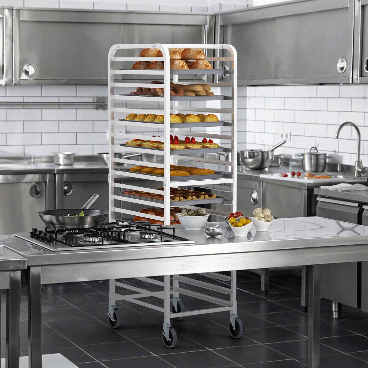 26 x 20 x 70 Inch 20 Sheet Aluminum Pan Rolling Bakery Rack
