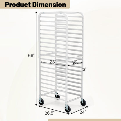 26 x 20 x 70 Inch 20 Sheet Aluminum Pan Rolling Bakery Rack