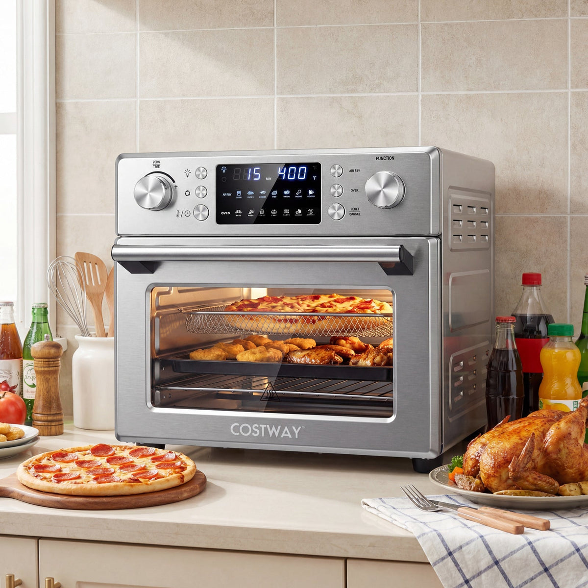 Stainless Steel Countertop Convection Oven with Bake-Silver