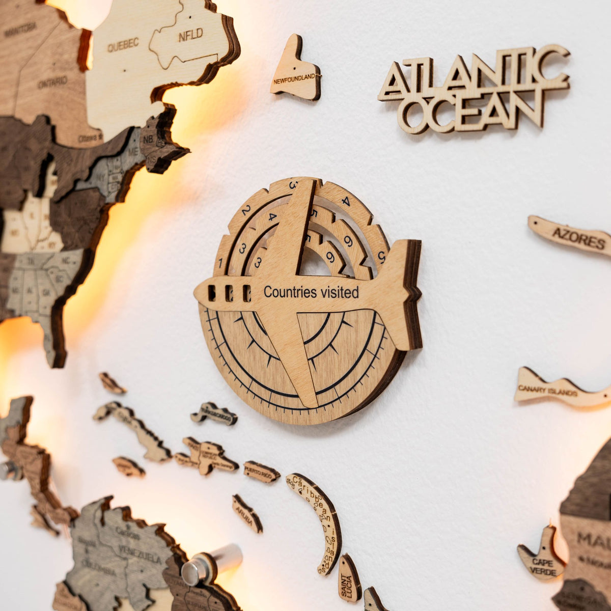 Travel Tracker 3D Wooden World Map