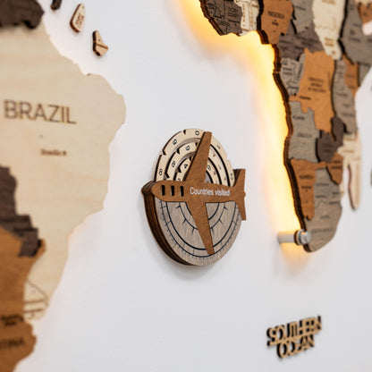 Travel Tracker 3D Wooden World Map