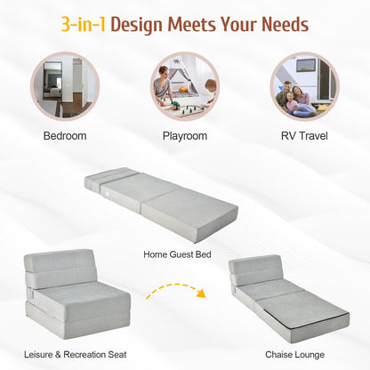 Tri-Fold Folding Chair Convertible Sleeper Bed