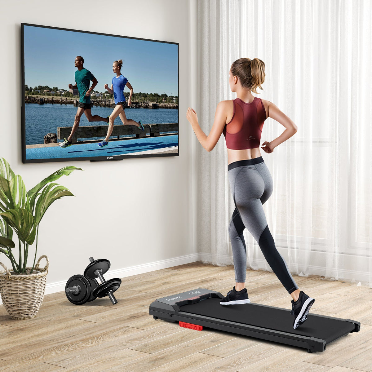 2.5HP Under Desk Treadmill with Remote Control and LED Display-Black