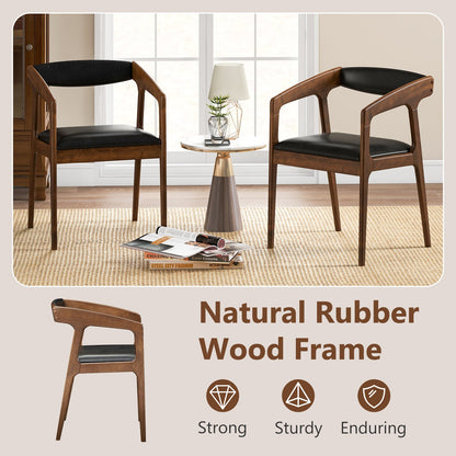 Upholstered Armchairs Set of 2 with Cozy Backrest and Padded Seat Cushion-Brown