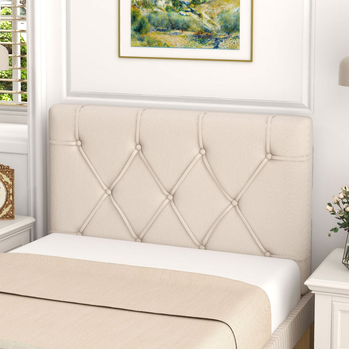 Upholstered Headboard for Twin Size Bed with Fabric Upholstery