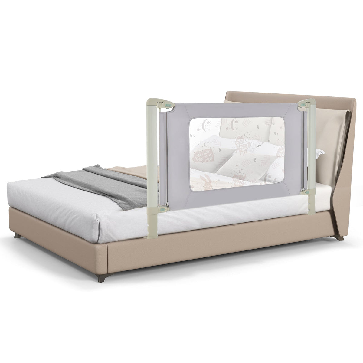 Vertical Lifting Bed Rail for Toddlers with Double Lock