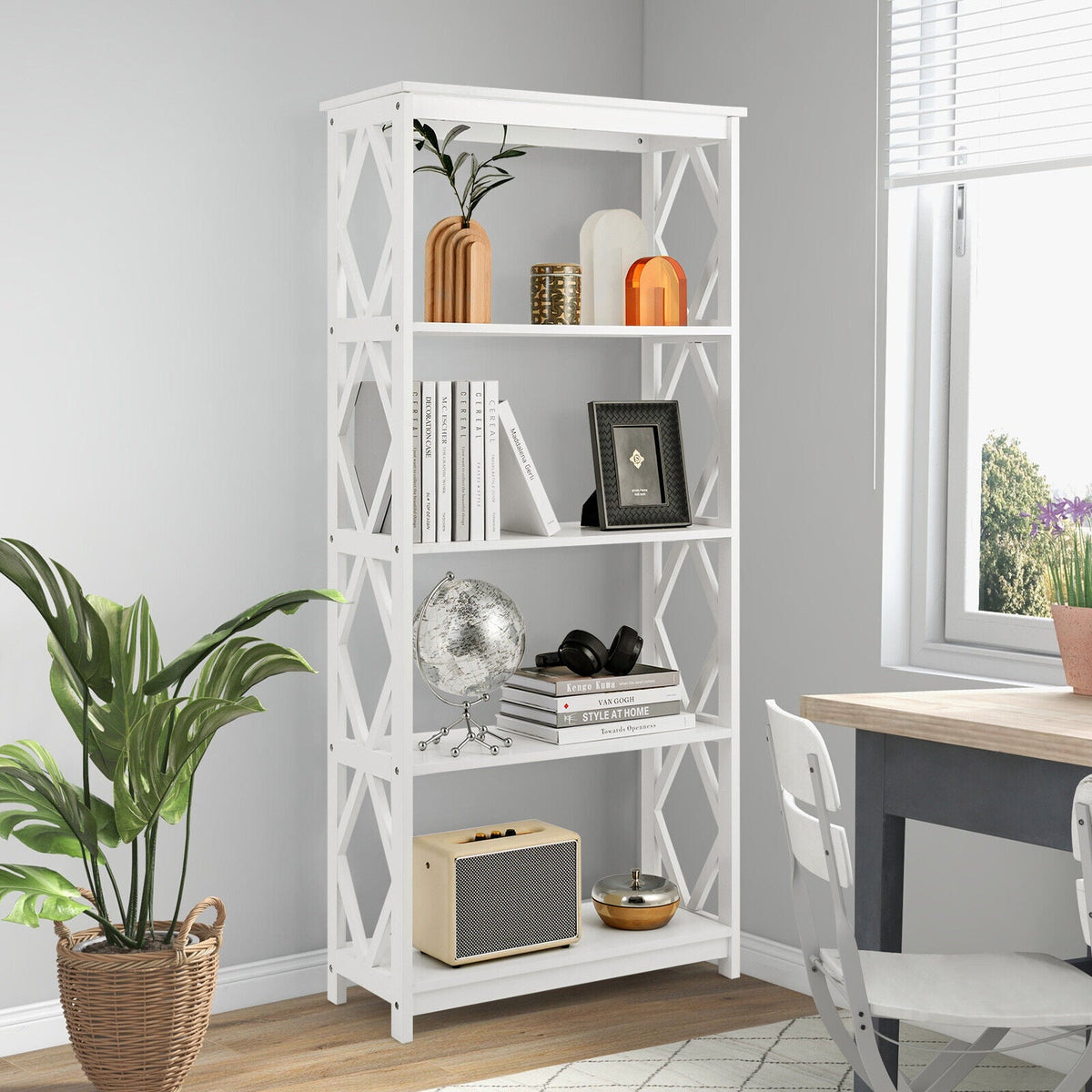 5-Tier Modern Freestanding Bookcase with Open Shelves