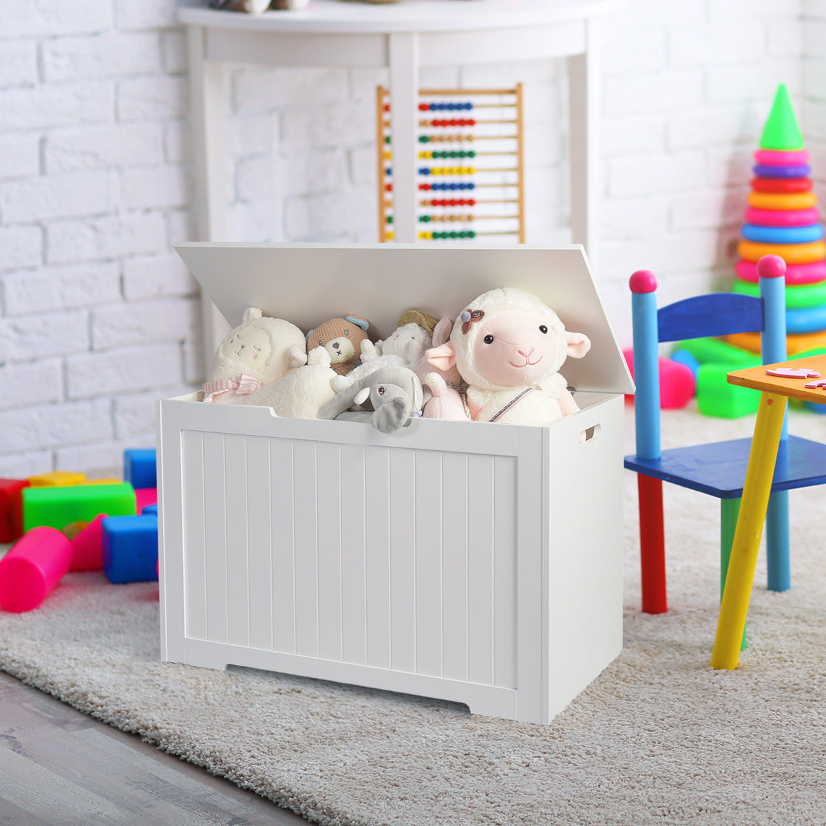 Wooden Toy Box Kids Storage Chest Bench