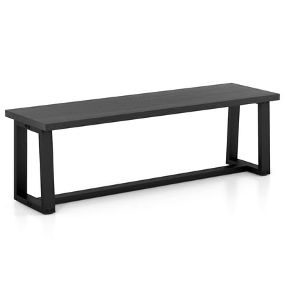 Wood Dining Bench with Metal Frame and Adjustable Footpads