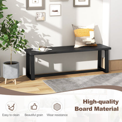 Wood Dining Bench with Metal Frame and Adjustable Footpads