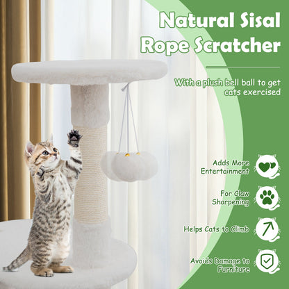 Cat Tree with Litter Box Enclosure with Cat Condo-White