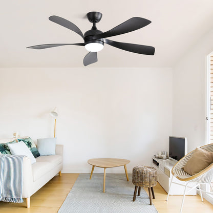 Ceiling Fan With 3-Color Dimmable LED Light - Black