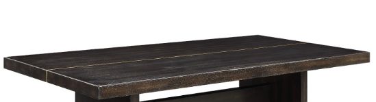 Rustic Dining Table with Fixed Top - Espresso / Gold