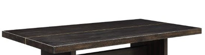 Rustic Dining Table with Fixed Top - Espresso / Gold