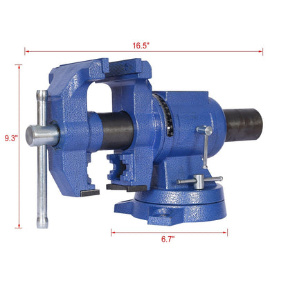 5-Inch Multi Jaw Bench Vise with 360° Swivel Base - Blue or Black