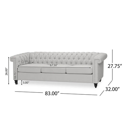 Chesterfield Style 3 Seater Sofa with Deep Button Tufting - Multiple Colors
