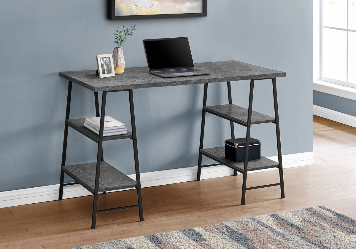 Industrial Computer Desk with Storage Shelves - Multiple Colors