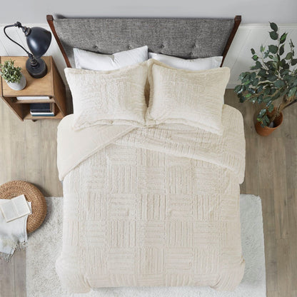 Ivory Fur Down Alternative Comforter Mini Set with Hypoallergenic Filling