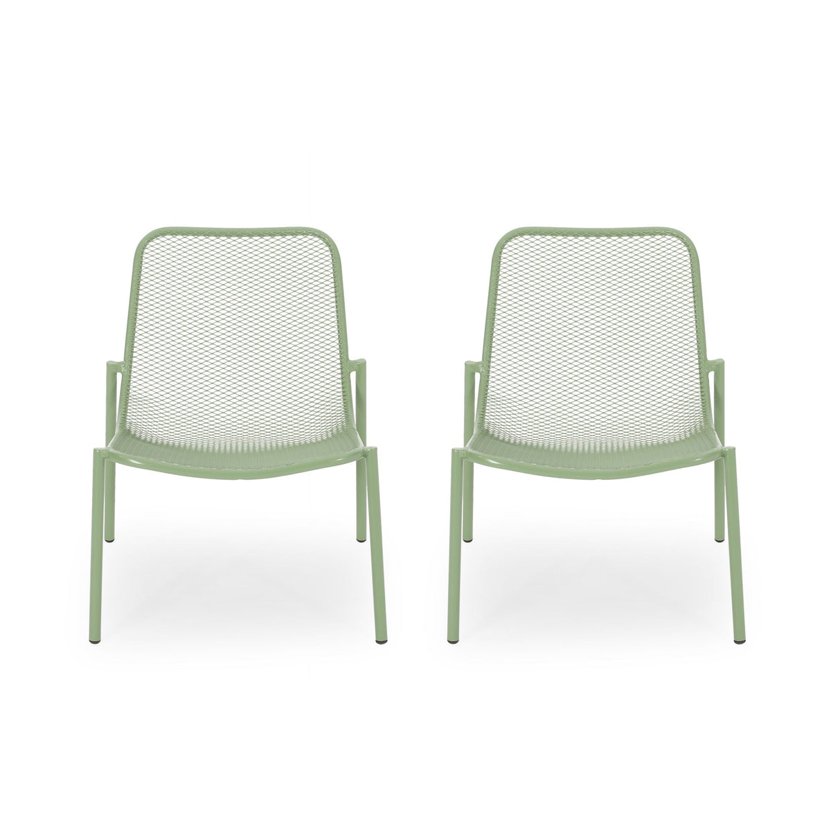 Outdoor Iron Chair with Mesh Design - Light Blue or Green