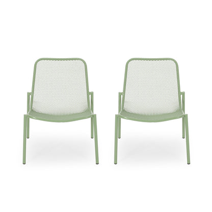 Outdoor Iron Chair with Mesh Design - Light Blue or Green