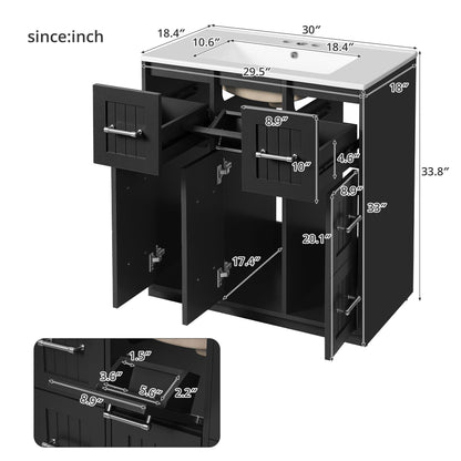 Bathroom Vanity With Undermount Sink and Soft-Close Doors - Blue or Black