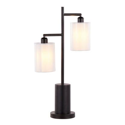 Cannes Contemporary Table Lamp with Adjustable White Shades – Black Metal