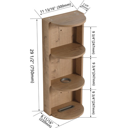 Bathroom Wall Mounted Storage Rack with Floating Design - Light Brown or White