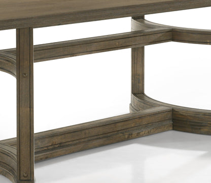 Weathered Oak Dining Table with Pedestal Base - Dark Brown