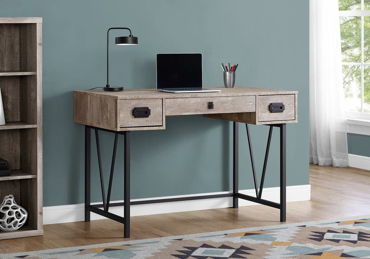 Transitional Computer Desk with Storage Drawers - Light Brown, Dark Gray, or Dark Brown