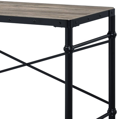 Rustic Writing Desk with Wheels - Black / Oak