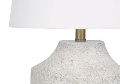 Modern Table Lamp with Concrete Base and Linen Shade - Cream