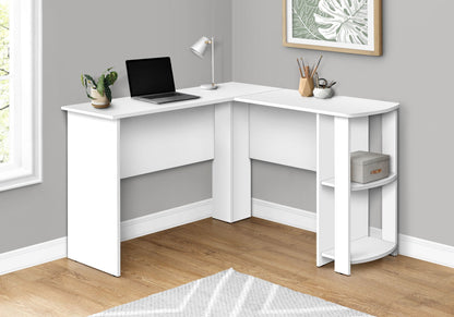 L-Shaped Corner Computer Desk with Storage Shelves - Wood Finish