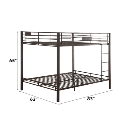 Limbra Spacious Design Double Bunk Bed with Metal Frame - Black or Dark Brown
