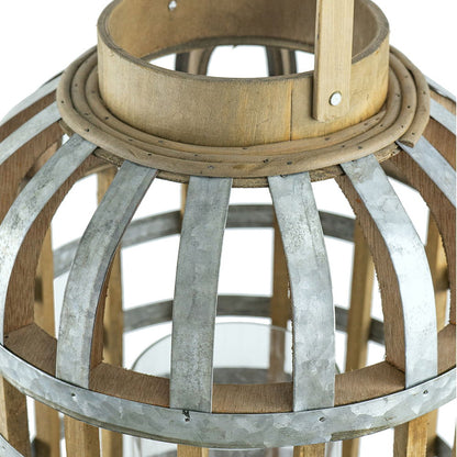 Decorative Wooden Lantern with Handle - Pearl Silver