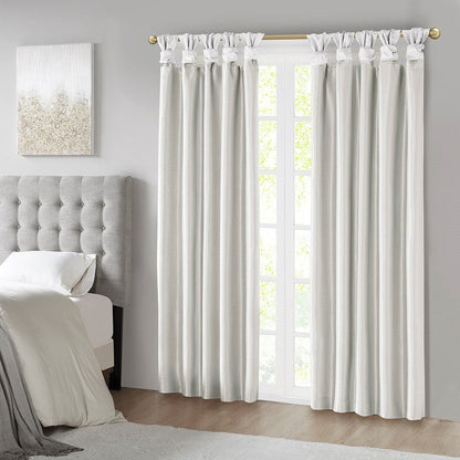 Twist Tab Total Blackout Window Curtain Panel with Thermal Lining - White