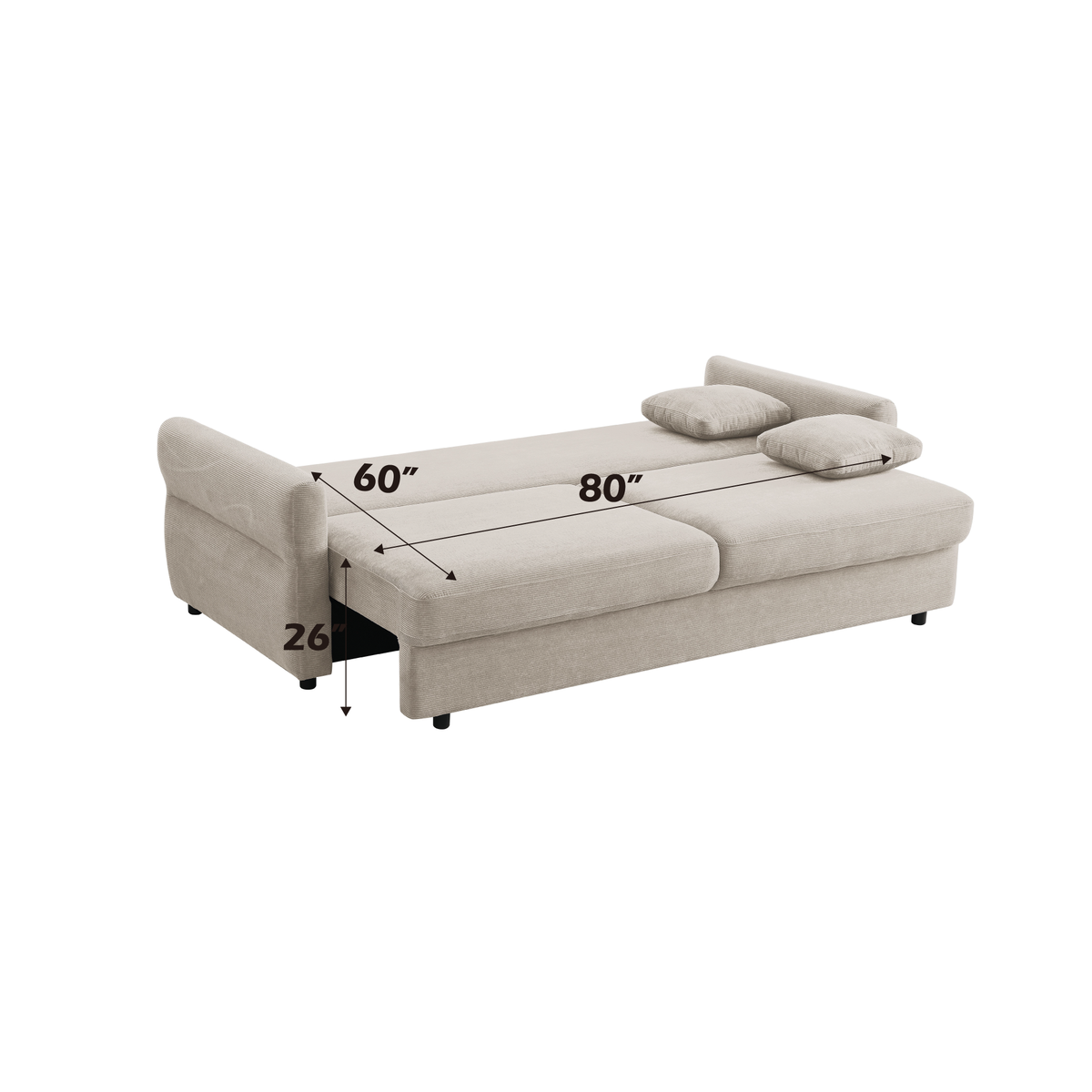 Haran Fabric Pull-Out Sleeper with Storage - Beige