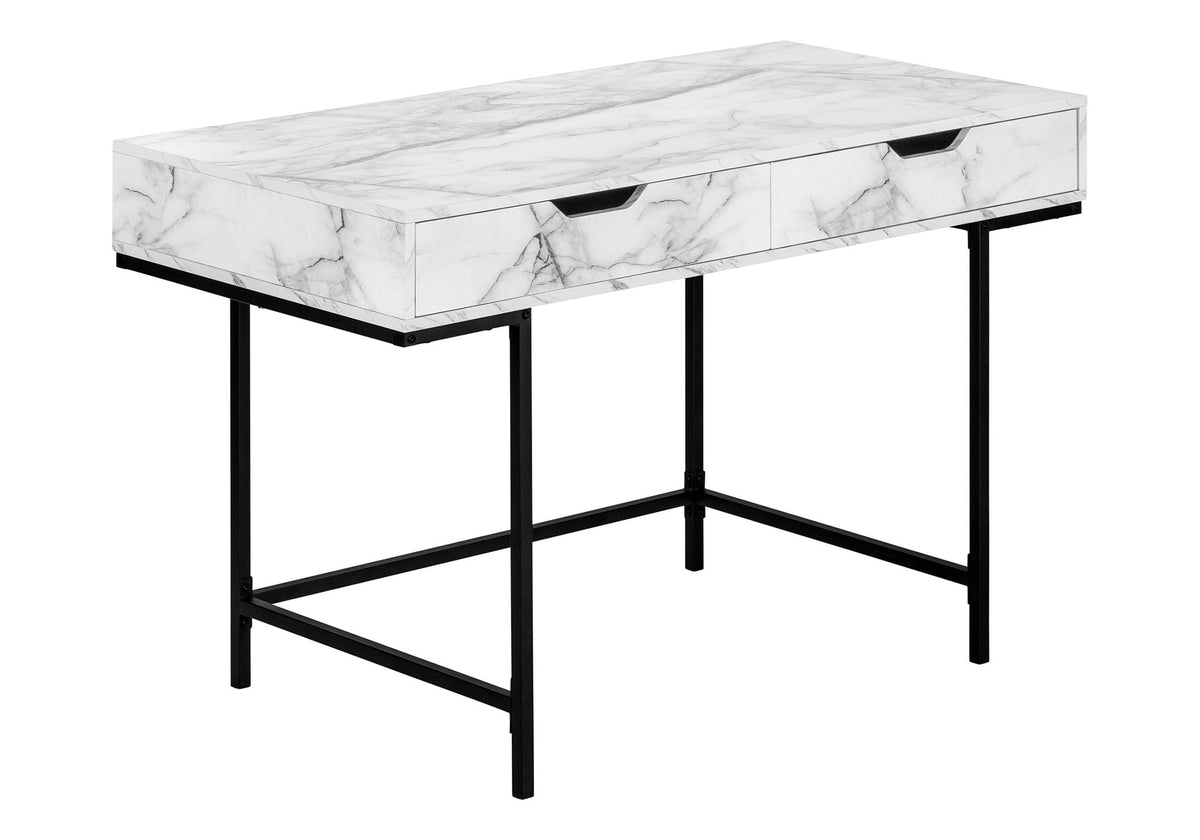 Contemporary Computer Desk with Storage Drawers - Stone-Look Finish