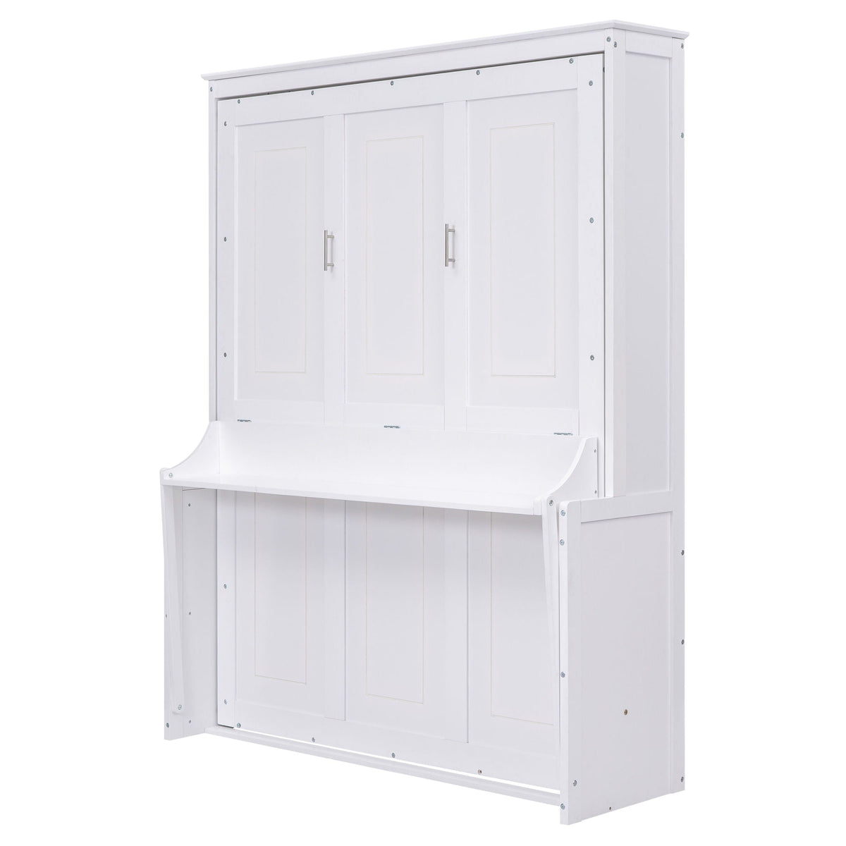 Queen Murphy Bed with Shelf - Solid Pine Cabinet, 600 lb Capacity