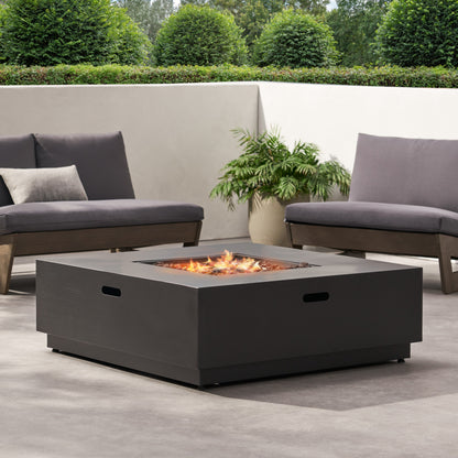 39'' Square Iron Fire Pit with 50,000 BTU Heating - Dark Gray