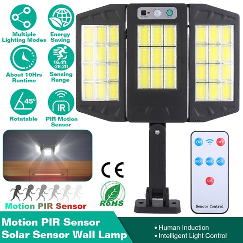 Solar Wall Light Outdoor – 33 COB LEDs with PIR Motion Sensor & Remote